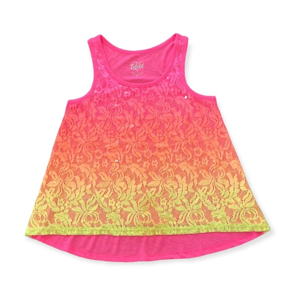 Girls hot pink Justice sparkly tank top - Picture 2 of 12
